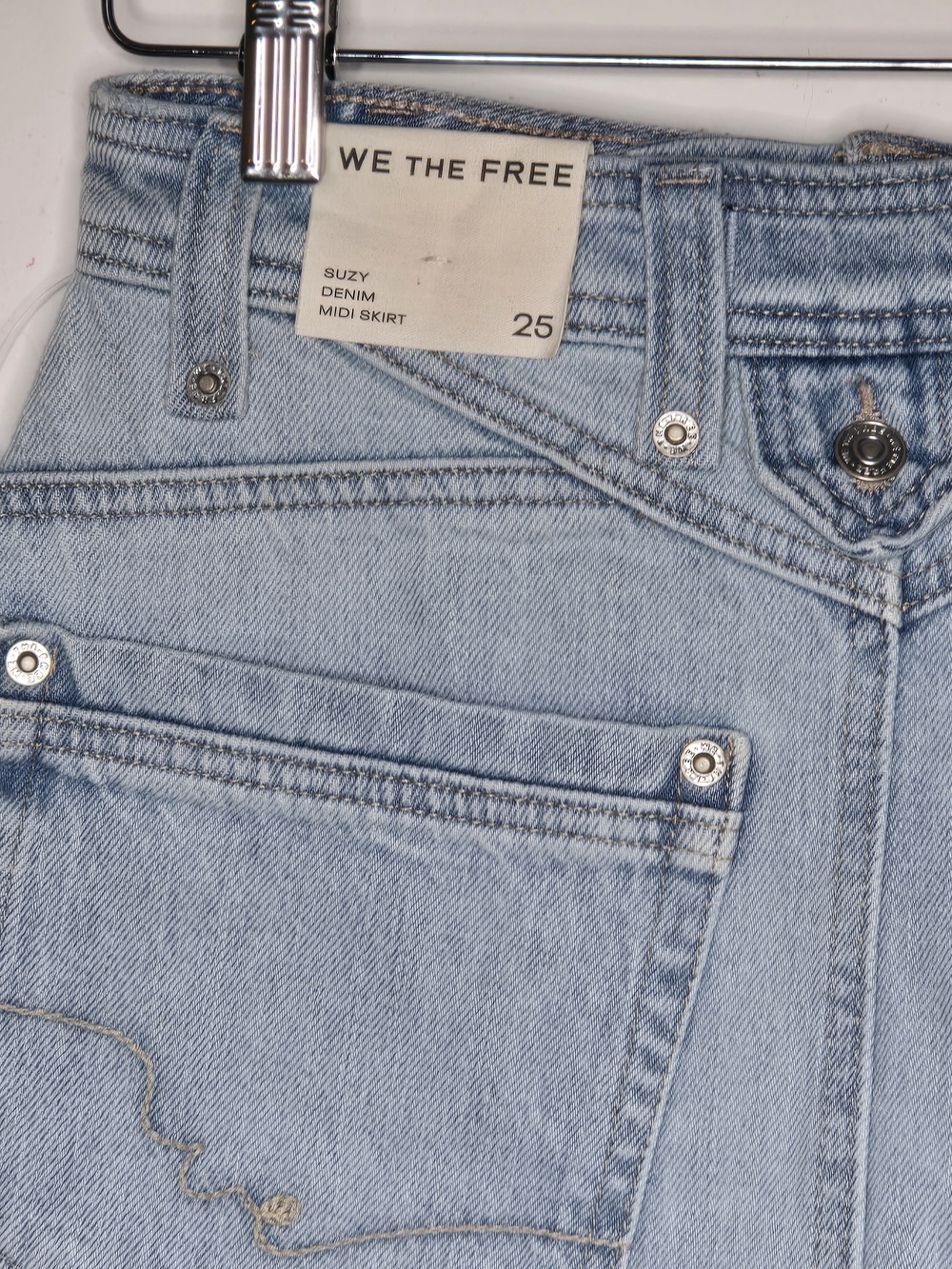 NWT Free People We The Free Suzy Denim Skirt Frayed Raw Hem Blue Sun Stoned 27 - Picture 9 of 16